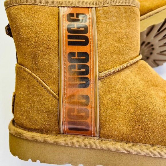 Ugg Australia Classic Mini Side Logo II Suede US Size 5 Tan Orange Logo - Picture 9 of 12